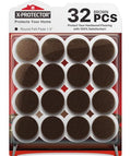 X-PROTECTOR Felt Furniture Pads - 32 PCS 1 1/2" Floor Protectors for Chair - size: 1 1/2" 32 Brown, Round