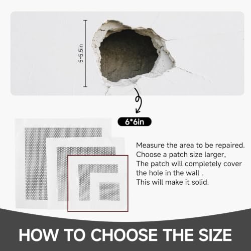 19 PCS Wall Repair Patch Kit, Aluminum Drywall Repair Patch Kit for Small/Large Holes, 2/4/6/8 Inch Self-Adhesive Metal Wall Patches with Scraper Sandpapers Gloves, Quick Fix Plaster