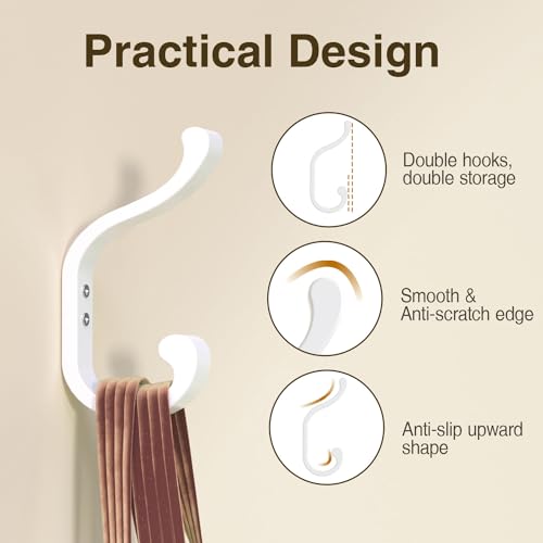 Coat Hooks Wall Mount,Heavy Duty Wall Hooks for Backpack,Towel,White 4 Pack - color: White, size: 4 Pack