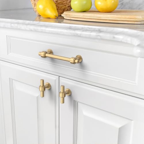 Amerdeco 10 Pack Champagne Bronze Cabinet Pulls 3.75 Inch(96mm) Hole Center Drawer Pulls Cabinet Hardware Kitchen Cabinet Handles for Bathroom Dresser Pulls ZH0069 - color: Champagne Bronze, size: 3.75" Hole Center