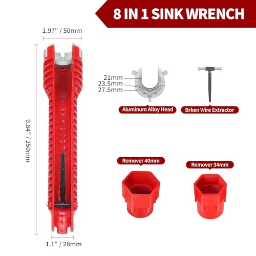 Professional Basin Wrench Set, 7-Piece Sink Faucet Installation Tool Kit, 9-in-1 Adjustable Plumbing Spanner, Wide Jaw, 10-70mm Range