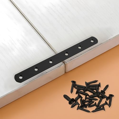 4 Pack Flat Straight Brackets, 196mm/7.7" Black Mending Plates - color: Black, size: 196mm/7.7"