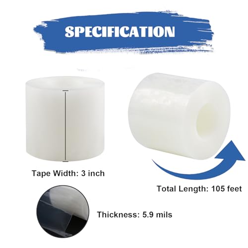Transparent Weather Sealing Tape 3" x35 Yard, Window Insulation Tape Weather Stripping for Windows Doors Shower Glass – Indoor/Outdoor Insulation, No-Residue, Clear, Energy-Saving - size: 3 IN - 105 Ft Clear - 140U