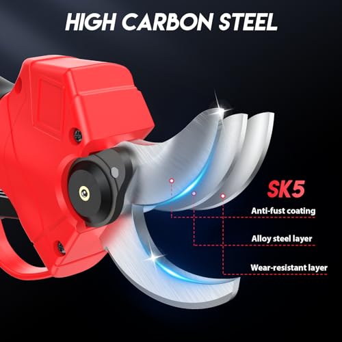 Upgraded Electric Pruning Shears,1.4" Cutting Diameter Cordless Power Pruner with LCD Display, Brushless Motor Pruning Shears with 2000mAh*2 Rechargeable Batteries for Garden Tree Pruner Branch - style: LCD-1.4" red