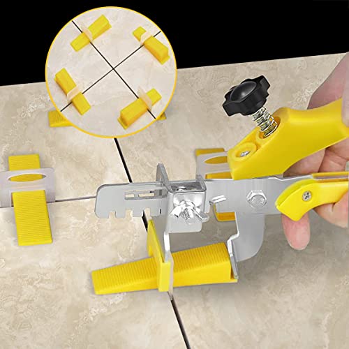 DGSL Tile Leveling System with Plier, 300 Tile Spacers 1/8" and 100 Wedges - size: 1/8 Inch Tile Spacers