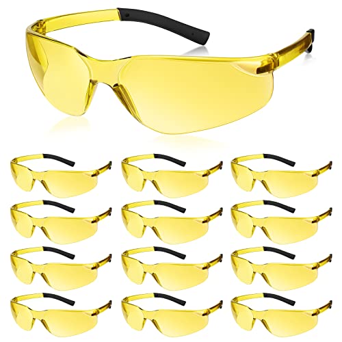 12 Pack Safety Glasses Bulk for Men Women, Tinted Safety Glasses, Amber - color: Amber