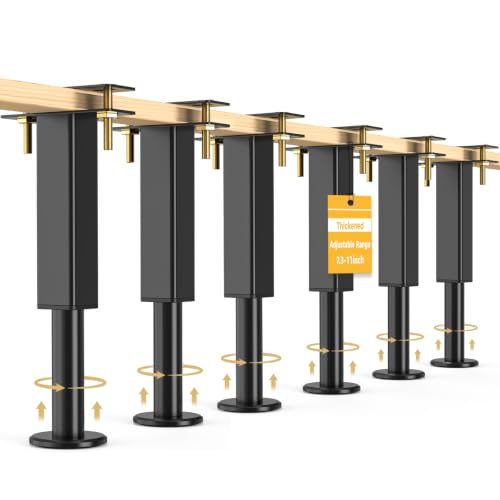 NESAPTO 6PCS Adjustable Height Bed Support Legs, 7.3-11 in Metal Bed Risers - size: 7.3"-11" (6pcs)