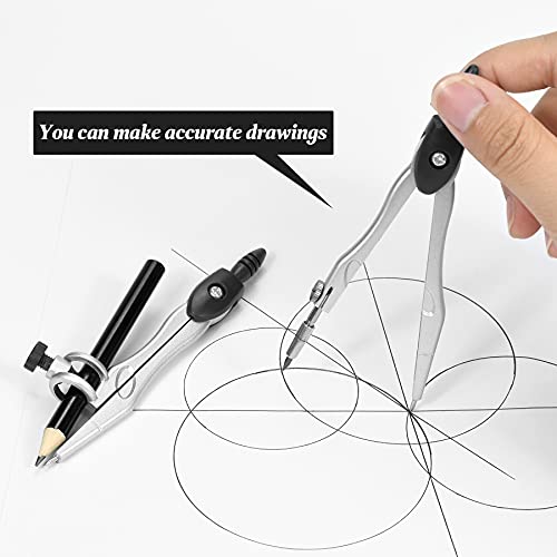 Unjoo Math Geometry Kit Sets 10 Piece Student Supplies, Compass Set, Black - color: Black1