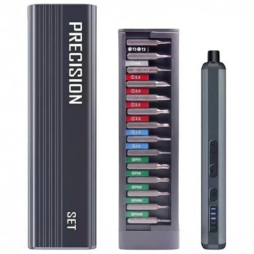 Mini Electric Screwdriver Set, Cordless Screwdriver, Max 0.5N.m, 52 Magnetic Bits, LED Light, Magnetic Storage, Repair Tool for Electronics, Camera, Laptop, and PC Build