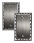 2-Pack Blank Outlet Cover Wall Plate, Heirloom Silver - color: Heirloom Silver, size: Single Blank 2PK