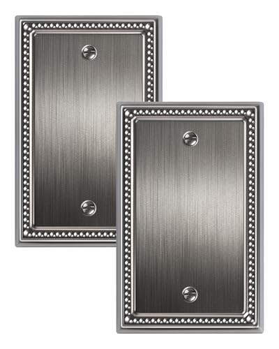 2-Pack Blank Outlet Cover Wall Plate, Heirloom Silver - color: Heirloom Silver, size: Single Blank 2PK