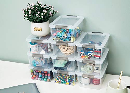 Citylife 10Packs 1.3Qt Small Storage Bins with Lids,Stackable Clear - color: Clear White, size: 1.3 QT(10 Pack)