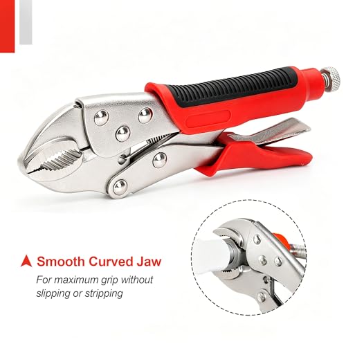 FASTPRO 4-Piece Locking Pliers Set with Heavy Duty Grip, Red - color: Red