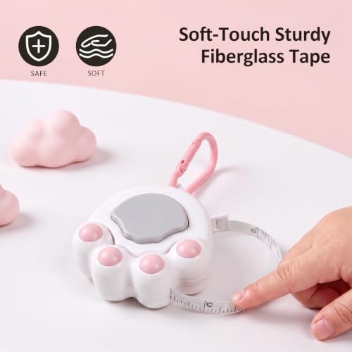 White Cat Paw Fashion Measuring Tape 79", Sewing Gifts w/Keychain - color: A1-White Cat Paw