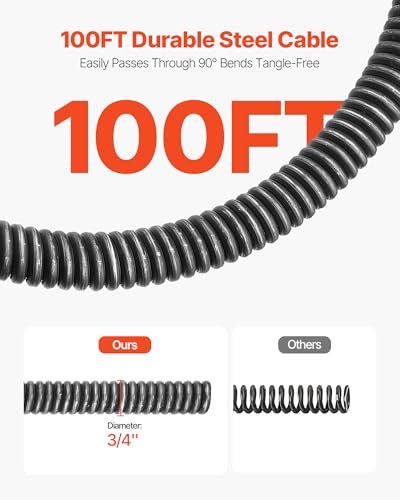 VEVOR Drain Cleaner Machine 100 FT x 3/4 Inch Auto Feed Sewer Snake Auger - style: 100 FT x 3/4''