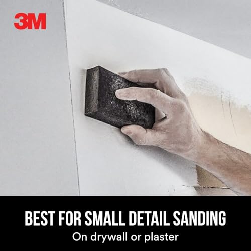 3M Drywall Sanding Sponge, Fine/Medium Grits, 2.63 x 3.75 in - size: 4-7/8 in x 2-7/8 in, style: Fine/Medium