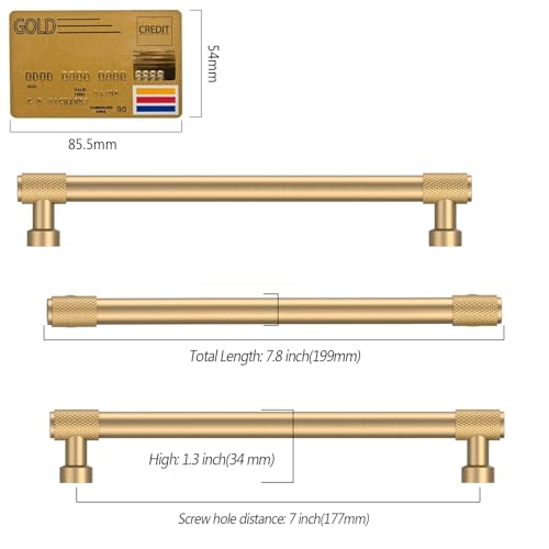 Amerdeco 10 Pack Champagne Bronze Knurled Cabinet Pulls 7 Inch(177.8mm) Hole Center Kitchen Cabinet Handles Drawer Pulls Cabinet Hardware ZH034 - color: Champagne Bronze, size: 7"/177.8MM Hole Center
