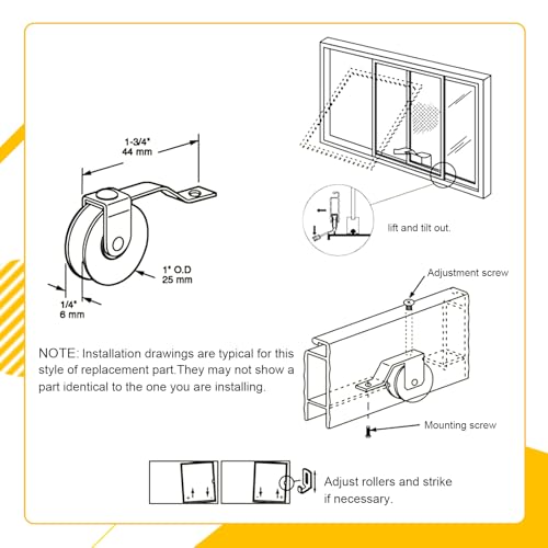 8 Pack Sliding Screen Door Rollers for Academy Doors, Smooth & Quiet, 1" Concaved Steel Ball Bearing, Rollers with Replaces B 638, B 687, B 639 and B 756 Used on Both Top and Bottom, 8Pack - color: B638 8pc