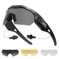 ONNAIS Safety Glasses ANSI Z87.1+ with Earplugs NRR 32dB - color: Gunmetal Gray