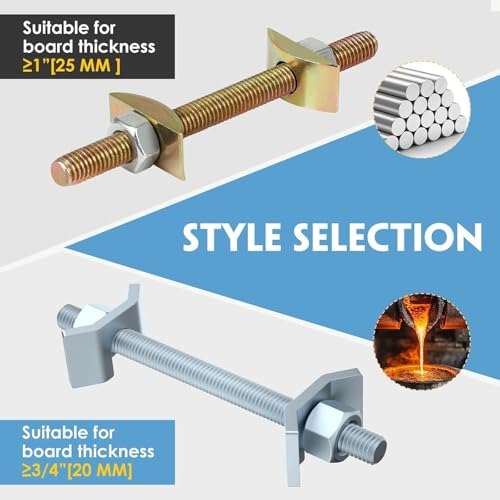 Countertop Miter Bolt Kit 5-Pack M8x100mm, Draw Bolt Connector for Butcher Block, Zip Bolt Fastener for Furniture Joints & Table Top Hardware (5)