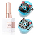 Double Rhythm Jelly Glass Cat Eye Gel Polish with Magnet 15ML Holographic Glitter Shimmer Translucent Sheer Color Magnetic Nail Polish Salon DIY at Home (Black Glitter-MC1061) - color: Black Glitter