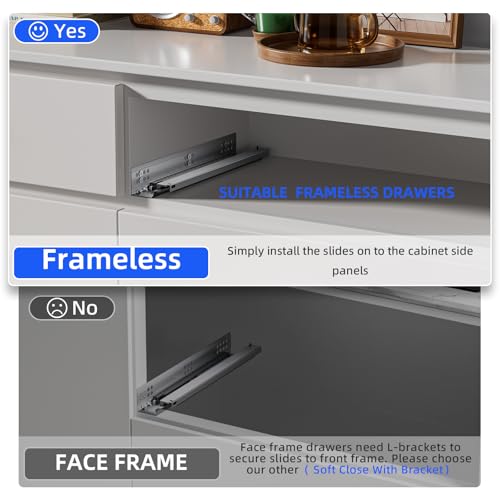 10 12 14 16 18 20 22 24 Inch Bottom Mount Soft Close Drawer Slides Full Extension Concealed Rails Track 100 lb Load Capacity 1 Pair (Soft Close Without Bracket, 12 Inch (300 mm)) - color: Soft Close Without Bracket, size: 12 Inch (300 mm)