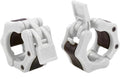 Olympic Barbell Clamps Collars Quick Release Pair Weight Clips for 2 inch Barbell WHITE - color: White, size: Olympic 2"