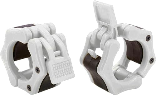 Olympic Barbell Clamps Collars Quick Release Pair Weight Clips for 2 inch Barbell WHITE - color: White, size: Olympic 2"