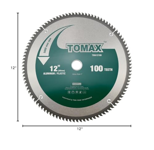 TOMAX 12-Inch 100 Tooth TCG Aluminum and Non-Ferrous Metal Saw Blade with 1-Inch Arbor - size: 12'' 100T