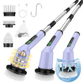 Electric Spin Scrubber for Bathroom, Shower Scrubber with Long Handle - color: Purple, size: 3 Brush Heads