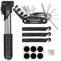 Bike Repair Kit, Bike Tire Repair Tool Kit, Including Bike Tire Pump, 16-in-1 Bike Multitool, Bicycle Tire Repair Accessories, Used for Mountain Bike and Road Bike - size: Multi-Tool+Inflator+Tire Repair Kit