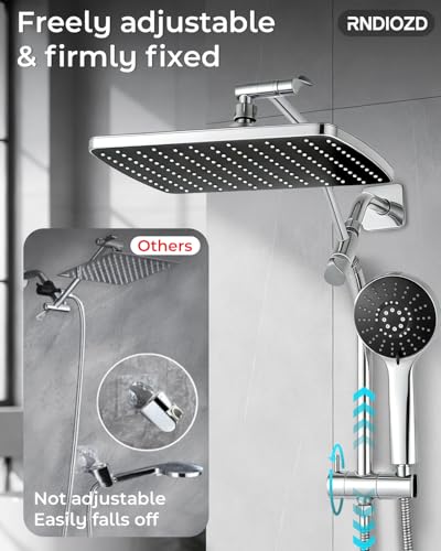 Shower Head with Handheld,High Pressure Chrome Slide Bar ShowerHead - color: C-Chrome, style: Rectangular 12"