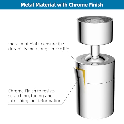 Hibbent NSF/ANSI/CAN 61 & cUPC Certified 2-Flow Aerator, Chrome - color: Chrome, style: Upgraded 360 Degree Faucet Aerator