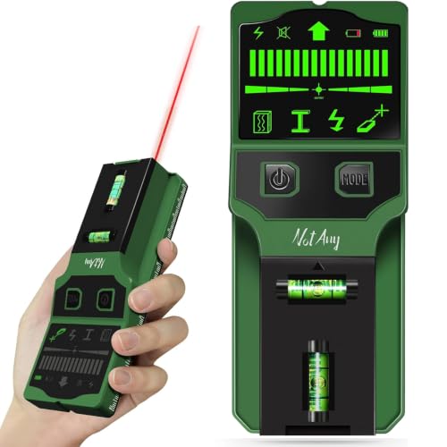 Stud Finder Wall Scanner - 7-in-1 Electronic Stud Detector with HD LCD Display, Detects Wood, Metal, AC Live Wire, Joists & Pipes, Wall Scanner with Laser Level & Bubble Level Ruler