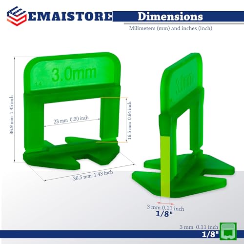 Tile Leveling System (1/8 Inch) – 300 Tile Spacers & 300 Reusable Wedges – Perfect for Smooth, Seamless Floor & Wall Tile Installation – 3mm Ceramic & Stone Spacers - color: 300 Spacers + 300 Wedges