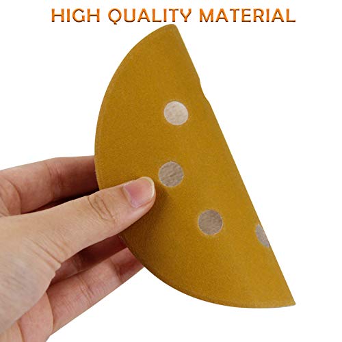 5-Inch 8-Hole Hook and Loop Sanding Discs, Orbital Sander Sandpaper Discs, 100 Pieces Round Sandpaper Set, 320 Grit - size: 320-Grit