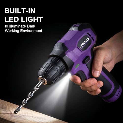 8V Purple Cordless Drill Set for Women, Starter Tool Kit with Drill | Electric Drill, USB Charger, 3/8" Keyless Chuck, 139-PIECE Tool Set with Drill for Home Repairs, DIY Project