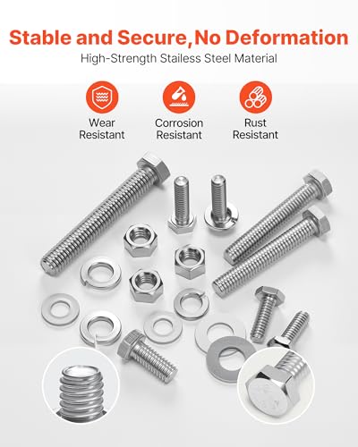 VEVOR 246 Pcs Bolts and Nuts Assortment Kit, Imperial Screws and Flat Washers, Stainless Steel 1/4-20,5/16-18,3/8-16, Spring Lock Washers for Furniture/Equipment/Vehicle Assembly with Case - size: 246 PCS - Imperial (1/4-20, 5/16-18, 3/8-16)
