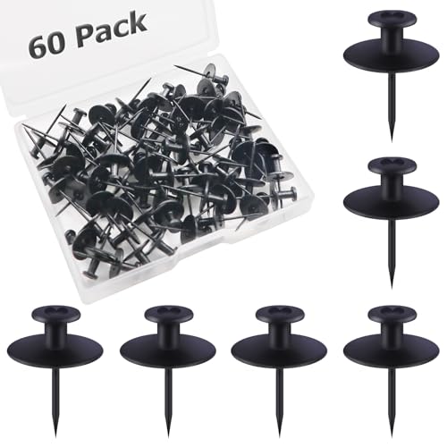 Push Pin Picture Hooks, 60 Pcs Black Push Pin Hangers, Decorative Push Pins for Wall Hanging, Thumb Tacks for Hanging, Bulletin Board Hooks - style: Black 60pcs Round Headed