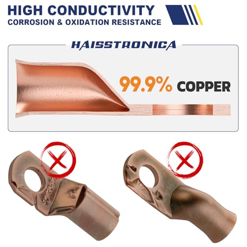 haisstronica 60PCS Battery Cable Lug Kit AWG 8/6/4 4 Sizes - size: Bare Copper, style: 60pcs