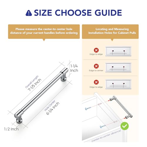Ravinte Polished Chrome Kitchen Pulls Cabinet Handles 6-1/4 Inch 5 Pack - color: Polished Chrome, size: 6-1/4 Inches Hole Center