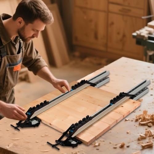 GADFISH Panel Clamps Woodworking, Panel Clamp, 2 Pack of 4 Way Pressure Clamps, Compatible with Two Mounting Methods, Suitable for Bonding Tabletops, Shelves, and Laminate Surfaces(2pc)