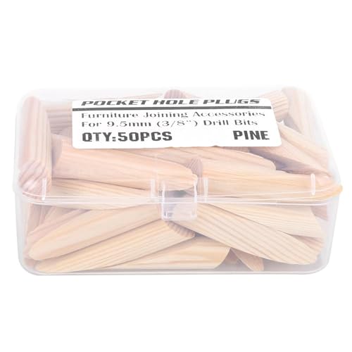 50Pcs Pocket Hole Plugs, 3/8 Inch Pine Wood Screw Hole Plugs