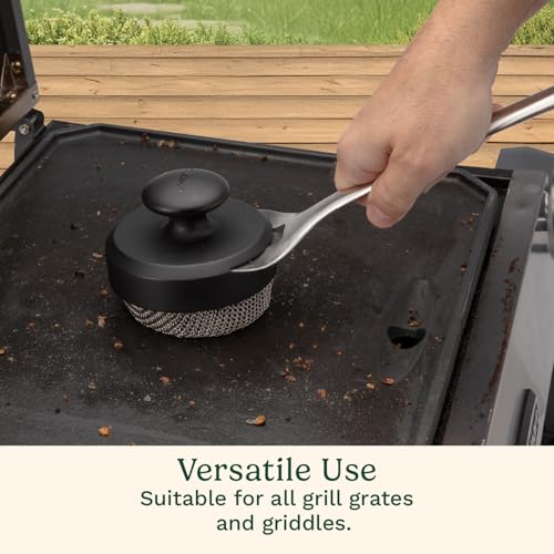 Cuisinart 3-in-1 Chainmail Grill Cleaner, Bristle-Free Dual Function Heavy-Duty Grill Brush with Removable Head, Worry-Free Stainless Steel Steam Clean BBQ Scrubber for Grills & Griddle - color: Chainmail Grill Cleaner Brush