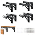 Folding Shelf Brackets - 8 Inch 8 Packs Heavy Duty Metal Collapsible Wall Mounted Bracket, Space Saving for Bench Table - size: 8 Inch- 8 Packs