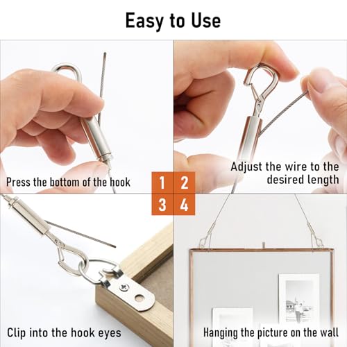 Adjustable Picture Hanging Wire Kit, 6.6 ft Stainless Steel, 2 Pack
