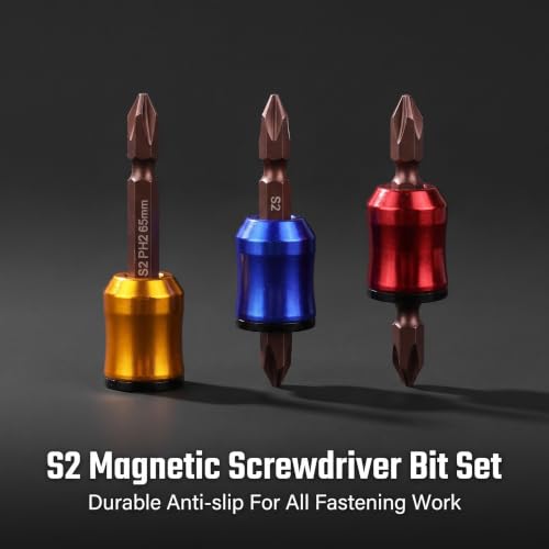 6 Pack Magnetic Screw Holder Rings &Screwdriver Bit Set, 1/4 Inch Hex Screwdriver Bit Holders for Impact Driver and Drill, Removable Screw Grippers for One-Handed Driving