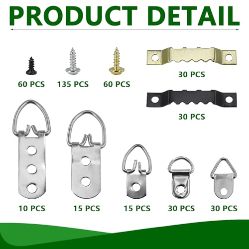 Picture Hangers Metal Kit 415pcs 7 Sizes