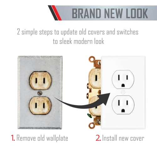 TayMac 2520W MASQUE White 1-Gang Duplex Jumbo Electrical Outlet Cover Wall Plate, Replaces Old Wall Plate for Electric Outlet, Home Improvement Essential, White, 1-Pack