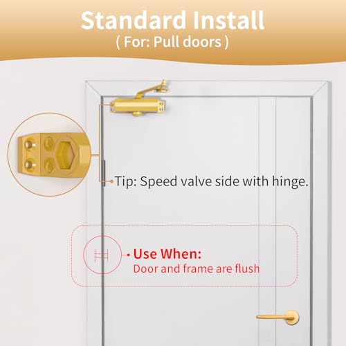 Commercial Heavy Duty Door Closer Large Size with Dullgolden Finish, Hydraulic Self-Closing System - size: Large, style: Dullgolden